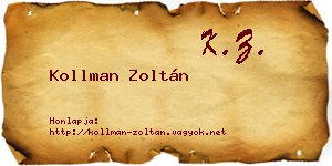 Kollman Zoltán névjegykártya